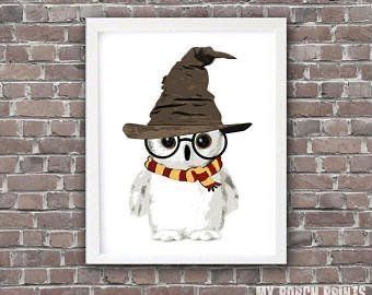 Harry Potter Nursery Decor, Woodland Halloween, Harry Potter Weihnachten, Baby Harry Potter, Owl Nursery Art, Harry Potter 6, Harry Potter Wall Art, Stile Harry Potter, Harry Potter Etsy