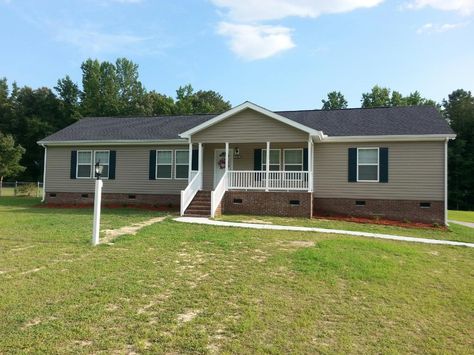 Front Porch For Mobile Home Ideas, Double Wide Mobile Home Front Porch Ideas, Double Wide Brick Skirting, Adding A Front Porch To A Modular Home, Porch For Manufactured Home, Double Wide Porch, Manufactured Home Covered Porch, Manufactured Home Back Porch, Covered Front Porch Manufactured Home