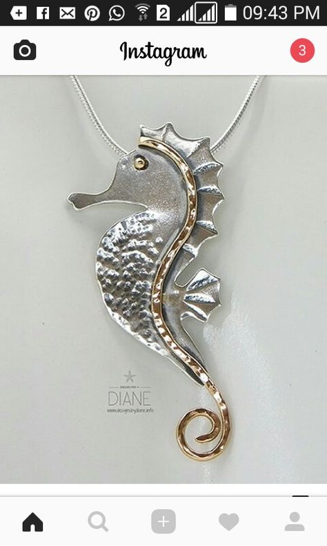 Precious Metal Clay Jewelry, Silver Metal Clay, Simple Silver Jewelry, Silver Clay, Seahorse Pendant, Metal Clay Jewelry, Precious Metal Clay, Mixed Metal Jewelry, Silver Jewelry Design