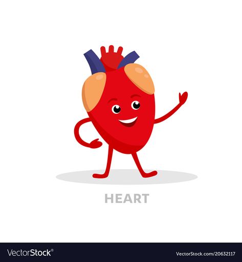 Heart Cartoon, Heart Icon, Healthy Heart, Medical Illustration, Happy Heart, Heart Health, Heart Healthy, Flat Design, Cartoon Character