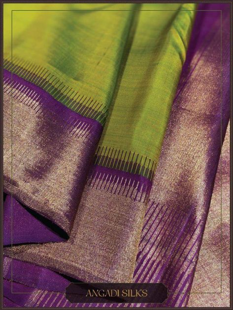 Contrast Border Silk Saree, Angadi Silk Sarees, Saree Color Combinations, Latest Silk Sarees, Kanjivaram Sarees Silk, Lehenga Saree Design, Indian Bridal Sarees, New Saree Designs, Kanjivaram Saree