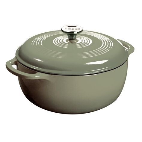 Lodge Enameled Cast Iron Round Dutch Oven with Lid & Reviews | Wayfair Lodge Enamel Dutch Oven, Lodge Dutch Oven, Lodge Cookware, Enamel Dutch Oven, Seasoning Cast Iron, Lodge Cast Iron, Cooking For A Crowd, Cast Iron Dutch Oven, Enameled Cast Iron