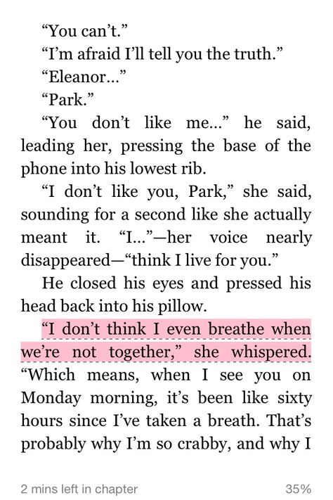 Eleanor And Park Quotes, Park Quotes, Eleanor And Park, Rainbow Rowell, Ya Fiction, I Dont Like You, Favorite Book Quotes, Literature Quotes, Reading Romance