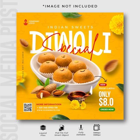 Diwali special sweets social media insta... | Premium Psd #Freepik #psd #diwali-sale #diwali-festival #diwali #deepawali Diwali Menu Design, Diwali Sweets Poster, Diwali Posts By Brands, Diwali Creative Ads For Food, Diwali Food Ideas, Diwali Instagram Post, Diwali Creatives, Diwali Social Media Post, Diwali Mithai