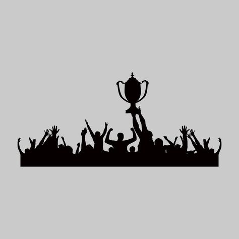 football silhouette, soccer silhouette, illustration of person lifting a trophy after winning a championship tournament Football Championship Poster Ideas, Football Poster Ideas, Soccer Silhouette, Football Silhouette, Soccer Trophy, Cricket Poster, Photoshop Backgrounds Backdrops, Soccer Art, Football Tournament