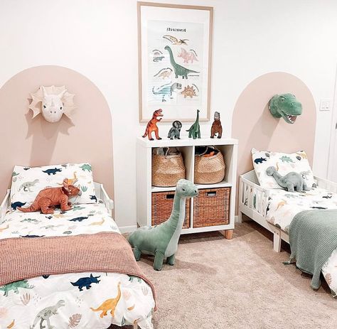 43 Dinosaur Room Ideas That Totally Roar! in 2023 | Houszed Dinosaur Room Ideas, Dinosaur Toddler Room, Kids Bedroom Themes, Boys Dinosaur Bedroom, Magical Spaces, Dinosaur Kids Room, Boy And Girl Shared Bedroom, Clever Closet, Dinosaur Room Decor