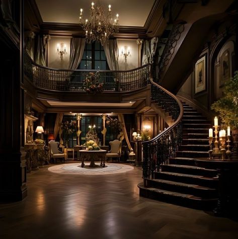 Manor Staircase, Comic Environment, Victorian Mansion Interior, Cairo Sweet, Gatsby House, Old Mansions Interior, Manor House Interior, Manor Interior, Mansion Aesthetic