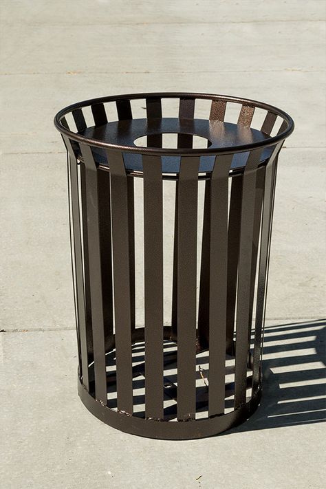 Metal Trash Cans, Steel Bench, Rubbish Bin, Laser Cut Metal, Garbage Bin, Street Furniture, Garbage Can, Diy Lamp, Plastic Laundry Basket