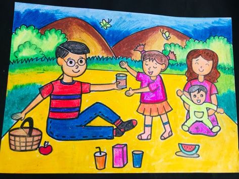 Family picnic in 2022 | Bird drawing for kids, Art drawings for kids, Kids canvas art Easy Dinosaur Drawing, Bird Drawing For Kids, Basic Drawing For Kids, Super Easy Drawings, Elementary Drawing, Drawings For Kids, معرض فني, Kids Canvas Art, Basic Painting