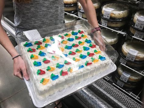 Costco Half-Sheet Cakes Aren't On Shelves (But You Can Still Get Them) Sheet Cake Table Display Ideas, Diy Costco Cake, Costco Birthday Cake Hack, Costco Sheet Cake Hack, Costco Dessert Table Party Ideas, Costco Cake Makeover, Costco Cake Designs, Costco Cake Hack, Costco Birthday Cakes