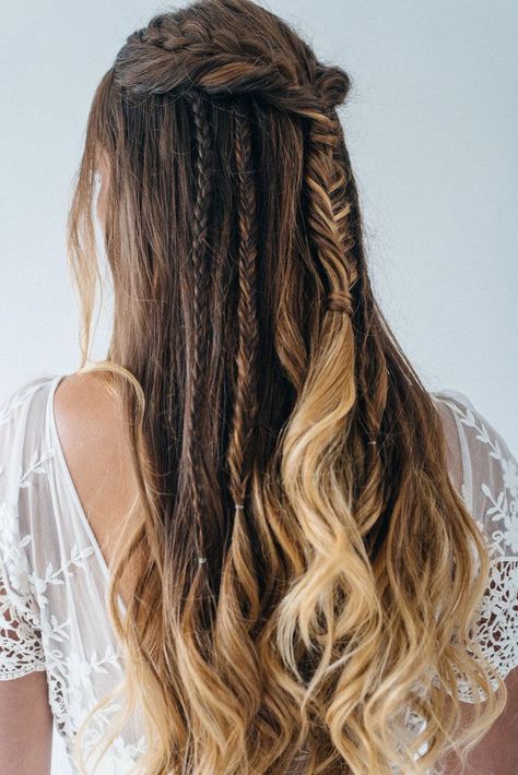 The 100 Hair, The 100 Hairstyles, Rock Style Hair, Hippie Style Hair, Elven Hair, Olivia Bossert, Half Up Half Down Braided, Wedding Hair Styles, Bohemian Hair