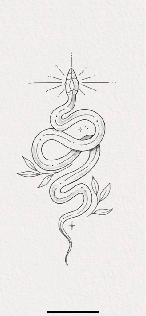 Snaketattoo Tattoo Designs, Snake With Vines Tattoo, Tattoo Sleeve Connection Ideas, Summer Tattoo Aesthetic, Simple Snake Tattoos For Women, Snake Tattoo Arm Wrap, Snake Tattoo Linework, Snake And Stars Tattoo, Feminine Witchy Tattoos