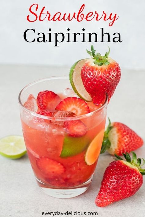 Caprihania Drink Recipe, Alcholic Drink Fruity, How To Make Caipirinha, Brazilian Caipirinha, Caipirinha Recipe Brazil, Strawberry Caipirinha, Caipirinha Drink, Cachaca Cocktails, Brazilian Drink