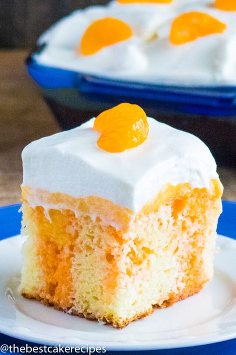 Did you love creamsicles as a child? Try this grownup version of an old-fashioned favorite! Orange Creamsicle Poke Cake is an easy cake recipe with Jello and Pudding. Orange Cake Mix Desserts, Creamcycle Cake Recipe, Orange Creamsicle Poke Cake, Orange Jello Poke Cake Recipe, Orange Jello Cake Recipe, Dream Cicle Cake, Orange Poke Cake With Jello, Polk Cake, Creamsicle Poke Cake