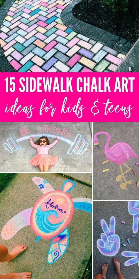 Check out these 15 Creative Chalk Ideas for Kids for you and your child to get creative outdoors. Check out these sidewalk chalk art ideas! #passion4savings #art #artwork #forkids #fun #Outdoor #activity #funidea #creative Chalk Art Ideas For Kids, Chalk Drawing Ideas, Chalk Ideas For Kids, Sidewalk Chalk Art Ideas, Chalk Art Ideas, Chalk Activities, Art Ideas For Kids, Fun Chalk Art, Sidewalk Paint