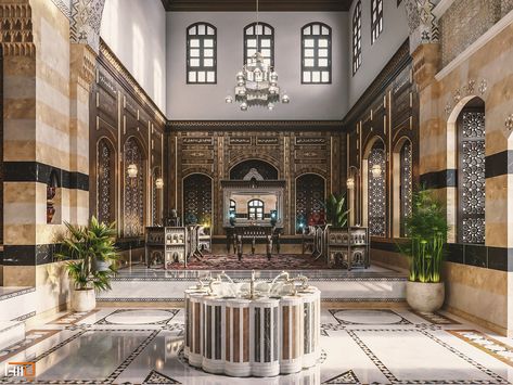 Damascus Syria, Mansion Interior, Restaurant Interior Design, Islamic Architecture, Dream House Plans, This Is Us Quotes, Design Museum, Restaurant Interior, Creative Direction