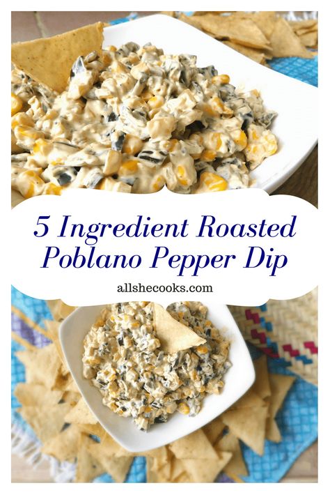 5 Ingredient Roasted Poblano Pepper Dip Poblano Pepper Dip, Pablano Pepper Recipe, Poblano Recipes, Poblano Peppers Recipes, Dip Healthy, Pepper Dip, Roasted Poblano Peppers, Poblano Pepper, Roasted Poblano