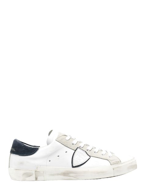 Philippe Model Prsx Mixage Pop Low-top Sneakers Philippe Model, Panel Design, Design Logo, Sneakers White, Mens Shoes Sneakers, Blue Leather, Logo Print, Low Top, Patch Logo