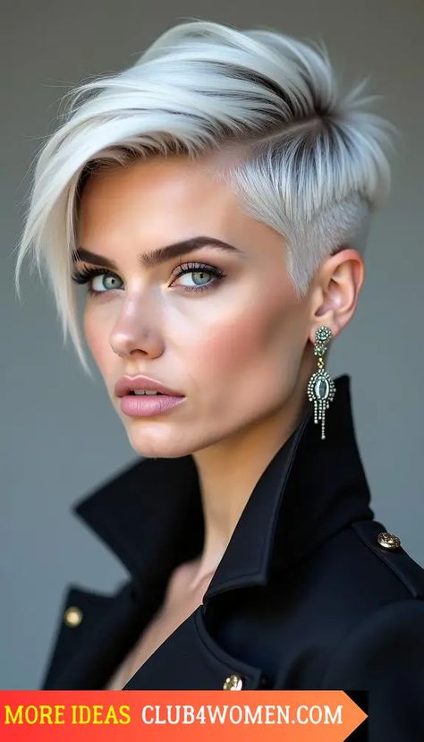 23 Top Undercut Pixie Haircuts for Women in 2024: Perfect Styles for Fine, Curly, and Straight Hair Short Haircut Undercut For Women, Womens Super Short Hairstyles, Pixie Short Sides Long Top, Pixie Haircut With Undercut For Women, Short Hair Long On Top For Women, Pinks Hairstyles Singer 2023, Asymetrical Haircut Edgy Pixie, Spikey Pixie Cuts, A Symmetrical Pixie