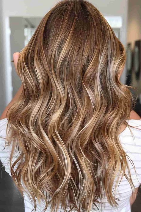 Ombre From Brown To Blonde, Highlights Hair Blonde Caramel, Fall Light Brown Hair Color Balayage, Sun Kissed Highlights Brown Hair, Lightly Highlighted Hair, Dark Blonde And Brown Hair, Carmel Honey Brown Hair, Warm Brown Hair Color With Highlights, Copper Blonde Highlights On Brown Hair