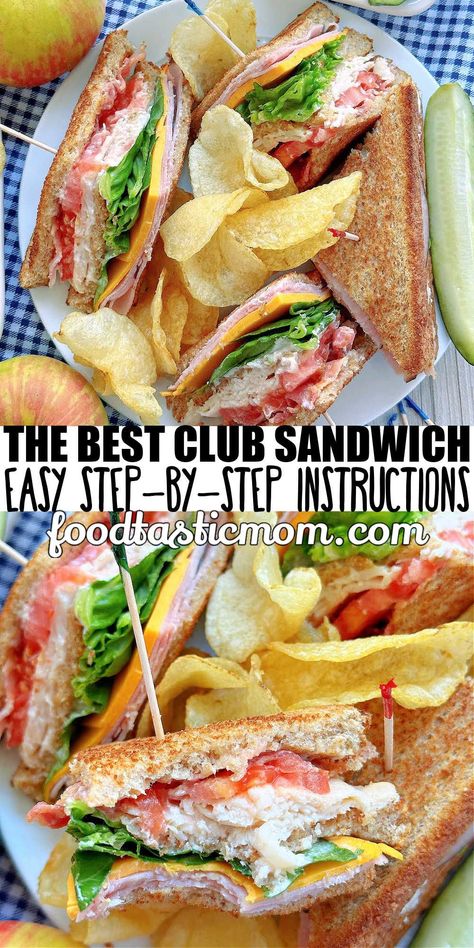 Club Sandwich Recipe, Clubhouse Sandwich, Turkey Club Sandwich, Club Sandwiches, Club Sandwich Recipes, Sandwhich Recipes, Best Sandwich Recipes, Simple Sandwiches, Club Sandwich