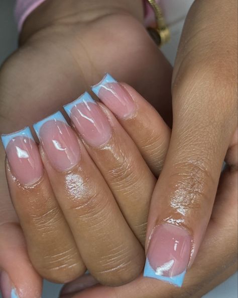 This blue french tip combo set is everything 😩🩵🩵 Booking link is in bio 🩵 Follow @theenailcouture for more❣️ - - - - - - - - - - - #nails #nailinspo #naildesigns #theenailcouture #nails💅 #nailporn #nailideas #nailtrends #norwichnailtech #londonnailtech#nailsofinstagram #naillove #nailjunkie #nailideas #nailswag #designs #art #inspo Pink Blue French Tip Nails, Icy Blue French Tip Nails, Pink And Blue French Tips, Sky Blue Short Nails, Light Blue Tip Nails, Sky Blue French Tip 1.5, Sky Blue French Tip Nails, Sky Blue French Tip, Light Blue French Tips