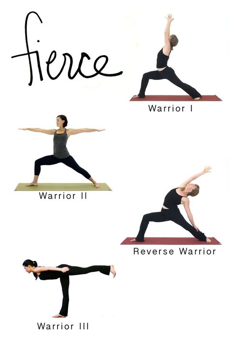 Warrior poses make you feel strong and fierce. Here are 4 ways to let out your inner warrior. (Chest beating and primal screams are optional.) Warrior Pose Yoga, Warrior Yoga, Yoga Core, Yoga Nature, Arte Yoga, Ashtanga Vinyasa Yoga, Basic Yoga Poses, Warrior Pose, Yoga Beginners