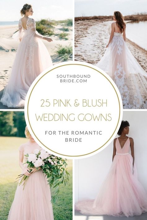 Effortlessly romantic and super flattering, blush and pink wedding gowns are the new classic. We've rounded up 25 of our favorite looks. Romantic Blush Wedding Dress, Blush Colored Wedding Dresses, Pale Pink Wedding Dress, Blush Wedding Gowns, Blush And Pink Wedding, Pastel Wedding Dress, Blush Color Wedding Dress, Blush Wedding Dresses, Pink Blush Wedding