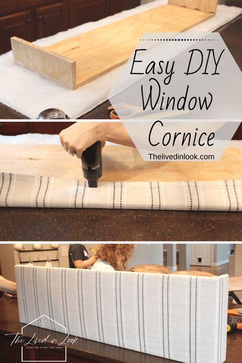 Pelmet Box Ideas Easy Diy, Diy Window Cornice Fabric Covered, Cornice Boxes For Windows, Cornis Boards Window Cornices, Diy Wood Cornices For Windows, Window Cornice Fabric, Cornish Boards For Windows, Door Cornice Designs, Boho Cornice Board Ideas