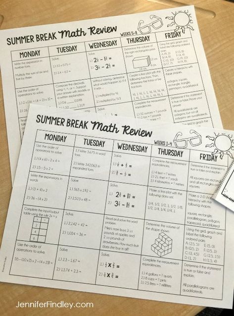 5th grade Summer math review! 5 Ways to Prevent Summer Slide in Upper Elementary - Teaching with Jennifer Findley 3rd To 4th Grade Summer Work, Summer Activities For 4 Year, 4th Grade Summer Packet Free, 5th Grade Summer School, 3rd Grade Summer Activities, 5th Grade Summer Activities, 4th Grade Summer Activities, 3rd Grade Summer School Activities, Summer School Activities 4th Grade