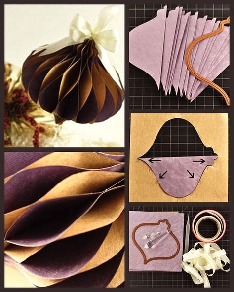 WABI SABI Scandinavia - one of Sweden's largest ad free design blogs.: Saturday's fav Christmas Paper Ornament Tutorial Vika Papper Jul, Julkransar Diy, Origami Decoration, Arts And Crafts For Teens, Paper 3d, Paper Christmas Ornaments, Christmas Origami, Art And Craft Videos, Ornament Tutorial