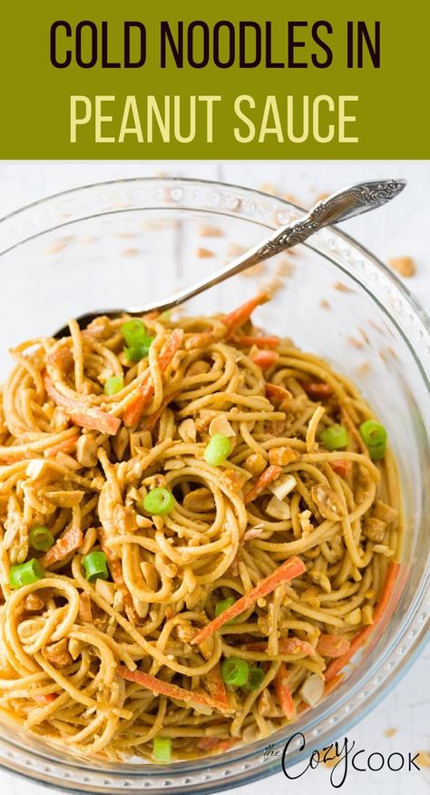 Cold Peanut Noodles, Meatless Lunch, Peanut Sauce Noodles, Easy Peanut Sauce, Cozy Cook, Asian Noodle Recipes, Sesame Noodles, Cold Noodles, Peanut Noodles