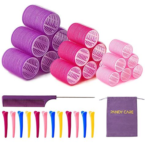 Amazon.com : Hair Roller Set 32 PCS, PandyCare Hair Rollers For Long Hair & Short Hair - No Heat, Hair-friendly, Natural Effect, Includes 18 Rollers , 12 Clips, 1 Rat Tail Combs & 1 Storage Bag : Beauty & Personal Care Rollers For Long Hair, Hair Roller Set, Velcro Hair Rollers, Velcro Rollers, Rat Tail Comb, Hair Roller, Tail Comb, Short And Thick, No Heat Hairstyles