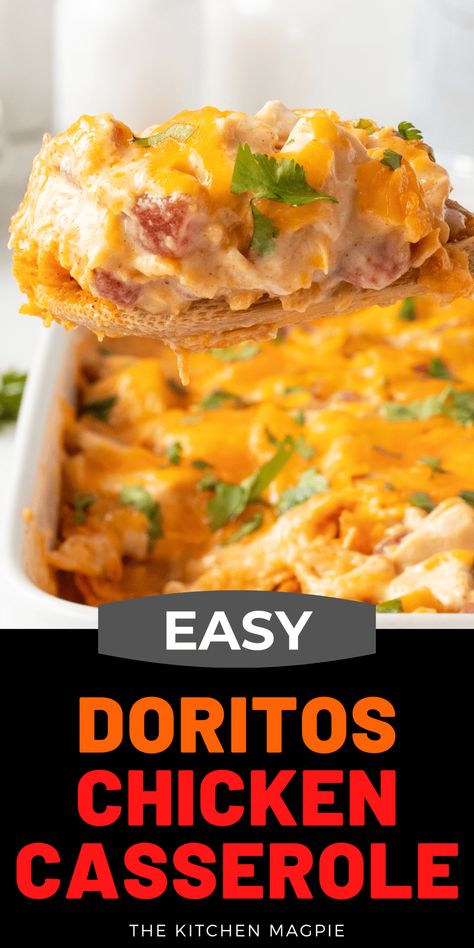 Doritos Chicken Casserole Chicken Dorito Casserole Recipe, Enchiladas Burritos, Tasty Casseroles, Casserole Dish Recipes, Chicken Dorito, Doritos Chicken Casserole, Doritos Recipes, Awesome Dinner Ideas, Perfect Baked Chicken Breast