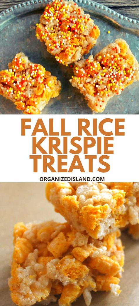 These FALL Rice Krispie Treats have a little twist and I think they are a perfect treat when you want a little something sweet! Check out my Fall Rice Krispie Treats idea that introduces captain crunch cereal to create a wonderful flavor! Rice Crispy Fall Treats, Christmas Krispie Treats, Cute Thanksgiving Rice Crispy Treats, Autumn Rice Krispie Treats, Fall Rice Krispie Treats, Pumpkin Spice Rice Crispy Treats, Fall Themed Rice Krispy Treats, Captain Crunch Rice Crispy Treats, Captain Crunch Cereal