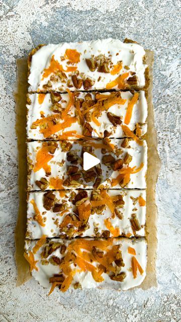 Divya Sharma | Healthy & Easy Recipes on Instagram: "RECIPE BELOW 👇🏽 
🥕 CARROT CAKE BARS 🥕 

Fancy a carrot cake but can’t be bothered to bake? Then make these no bake carrot cake bars instead…

Ready in under 30 minutes, they are a perfect snack, or even an on-the-go breakfast. Plus they are vegan and gluten free. 

Enjoy! 

DB x

INGREDIENTS 

▪️1 cup of oats, GF if necessary 
▪️1/4 cup desiccated coconut 
▪️1/2 cup pecans, or any nut 
▪️1 large carrot, grated 
▪️15 large soft dates
▪️1/4 cup maple syrup 
▪️2 tbsp peanut butter 

Topping: Greek yoghurt 

METHOD 

▪️Blend all the ingredients together (apart from toppings)
▪️Place the mixture into a prepared loaf tin
▪️Press the mixture down firmly using your fingers, until smooth and even
▪️Pour over some Greek yoghurt, and top with a No Bake Carrot Cake, Greek Yogurt Toppings, Carrot Cake Bars, Yogurt Toppings, Cake Stall, Carrot Cakes, Baked Carrots, Loaf Cakes, Desiccated Coconut