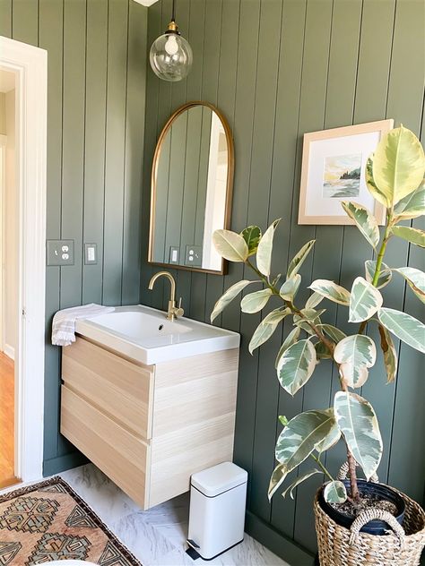 Shiplap Bathroom, Diy Bathroom Makeover, Store Room, Wood Bathroom Vanity, Floating Vanity, Upstairs Bathrooms, Bathroom Redo, Wood Bathroom, Green Bathroom