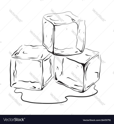 Ice Cube Cartoon, Ice Cube Drawing, Ice Drawing, Floral Typography, Perspective Drawing Architecture, Black And White Vector, Mouth Drawing, Background Drawing, Cube Design