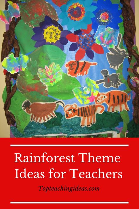 Lots of fun ideas for teachers thinking about doing a Rainforest Topic with their classes. Rainforest Activities For Kids, Rainforest Lesson Plans, Theme Ideas For Preschool, Rainforest Preschool, Zoo Animals Preschool, Rainforest Classroom, Forest Animal Crafts, Preschool Jungle, Rainforest Activities