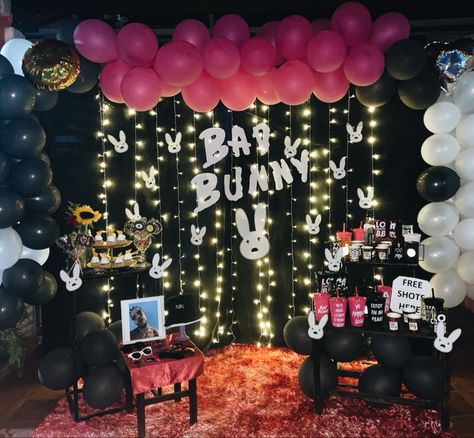 Bad Bunny Party Theme Decorations, Bad Bunny Party Ideas, Bad Bunny Theme Bachelorette, Bad Bunny Birthday Party Decorations, Bad Bunny Centerpieces, Bad Bunny Themed Birthday, Bad Bunny Themed Birthday Party, Bad Bunny Party Theme Ideas, Bad Bunny Party Decoration