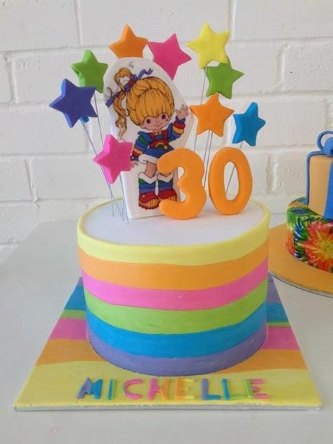 Rainbow Bright Cake, Rainbow Brite Party Ideas, Rainbow Brite Cake, Rainbow Brite Birthday Party, Rainbow Brite Party, Rainbow Brite Birthday, Bright Cakes, 40th Bday Ideas, Mum And Daughter