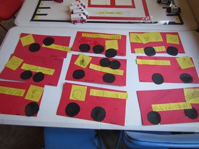 Making a fire truck with construction paper shapes. Fire Safety Preschool Crafts, Fire Truck Craft, Fire Safety Theme, Fire Safety Activities, Fire Safety Preschool, Firefighter Crafts, Safety Crafts, Fire Safety Week, Community Helpers Theme