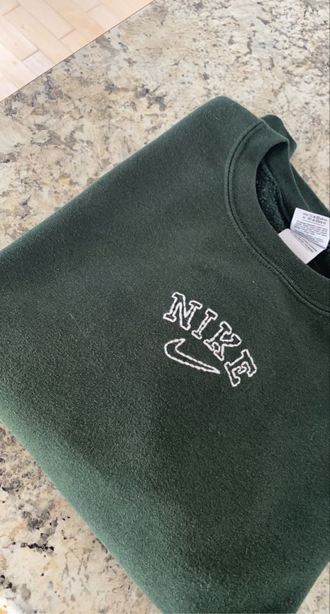 Embroidered Green Sweatshirt, Diy Nike Embroidered Sweatshirt, Nike Crew Neck Sweatshirt, Nike Embroidered Hoodies, Embroidered Nike Hoodie, Nike Hoodie Embroidery, Embroidered Sweatshirt Nike, Nike Embroidered Crewneck, Diy Nike Embroidery