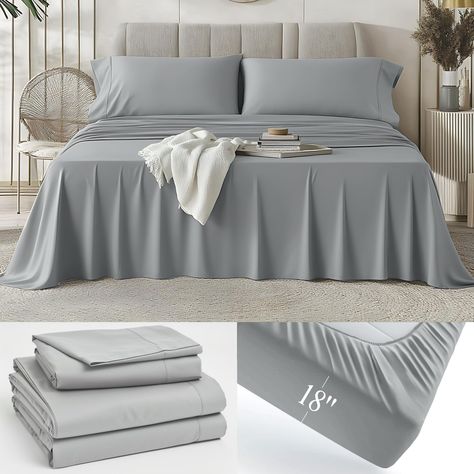 PRICES MAY VARY. Luxury Feel: Elevate your sleep experience with our premium 100% egyptian cotton bed sheets queen sheets, featuring an indulgent 1200 thread count for an irresistibly silky and smooth touch that rivals the finest hotel sheets. No blends all threads! Complete Set: Transform your bed with our queen sheets deep pocket bedsheets, featuring a deep-pocket fitted sheet 60" x 80" + 18" with fully elasticized edge, 1 flat sheet 90" x 102", and 2 pillowcases 20" x 30". Enjoy a seamless, p Queen Size Bed Sets, Hotel Sheets, Luxury Bed Sheets, Egyptian Cotton Sheets, Egyptian Cotton Bedding, Queen Sheets, Luxury Bed, Cotton Bedsheets, Queen Size Bed