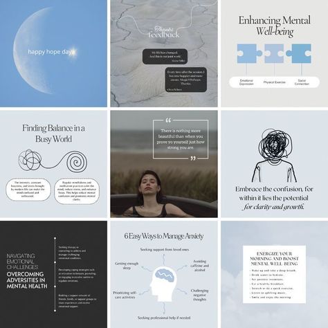 Elevate your Instagram presence with our comprehensive Mental Health Template Bundle, featuring 240 unique portrait and story templates designed to spark engaging conversations. Each template comes with thought-provoking content prompts, empowering you to create compelling posts that resonate with your audience. 

Beyond the story and portrait templates, you'll receive a bonus 12 vibrant Instagram highlight covers to beautifully organize your account and 15 eye-catching carousel post templates to showcase your content in a visually captivating way.  

This all-inclusive bundle is your key to crafting a cohesive and impactful Instagram feed dedicated to mental well-being.  

.#CanvaTemplates #SocialMediaDesign #InstagramIdeas #PinterestTemplates #CreativeCanva App Story, Instagram Grid Design, Carousel Post, Healthcare Branding, Canva Social Media, Instagram Feed Layout, Instagram Tools, Mindset Coach, Social Media Poster