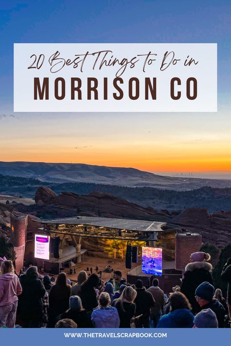 Find the best things to do in Morrison CO. A list of the top 20 things to do in the small town of Morrison Colorado including the Red Rocks Amphitheatre, Dinosaur Ridge, and Lair O’ the Bear park. Morrison CO is a small town in the foothills of Colorado about 30 minutes west of Denver. Morrison is home to the infamous Red Rocks Amphitheatre and Park, making Morrison a popular vacation destination. Things To Do Near Red Rocks Colorado, Things To Do In Morrison Colorado, Rocky Mountain National Park In October, Morrison Colorado Things To Do, One Day In Rocky Mountain National Park, Colorado Red Rocks, Bear Park, Road Trip To Mt Rushmore, Mount Rushmore Road Trip