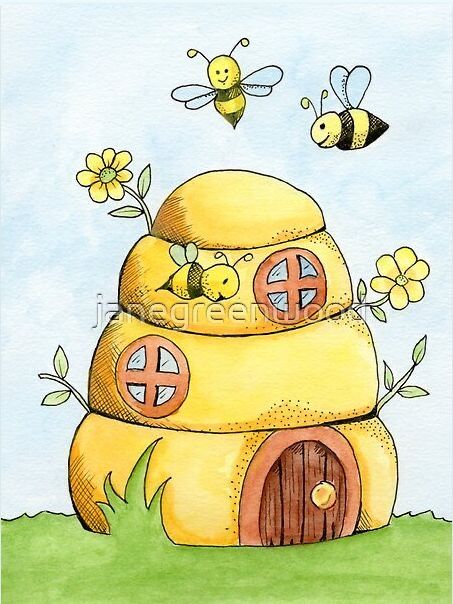 Cute Watercolor Painting, Door With Flowers, Round Windows, معرض فني, Slate Art, Bee Drawing, Drawing Designs, Whimsical Art Paintings