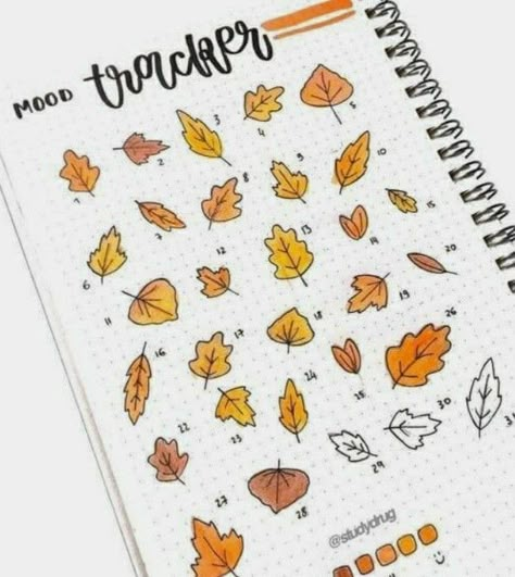 Leaf Doodles, Bullet Journal Headers, Mood Tracker Ideas, Bullet Journal Mood Tracker, Journal Mood Tracker, Journal Tracker, Bullet Journal 2020, Bullet Journal Banner, Bullet Journal Page