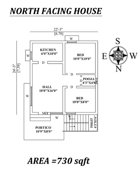 22'x24' Amazing North facing 2bhk house plan as per vastu Shastra. PDF and DWG File Details. - Cadbull 24×24 House Plans, 25 X 25 House Plans, 22×30 House Plan, 25×25 House Plan, 2bhk Plan, North Facing House Plan, 20x30 House Plans, South Facing House, West Facing House