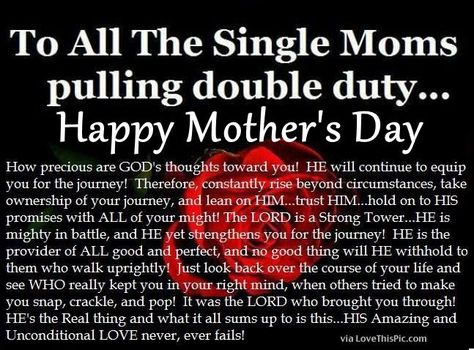 Religious Mother's Day Quote For Single Moms Single Mom Meme, Single Mother Quotes, Happy New Month Prayers, Animated Birthday Cards, Holiday Blessings, Cheesecake Fruit Salad, Mother's Day Greetings, Total Body Workout Routine, Happy Mothers Day Pictures